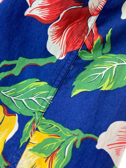 【中古品】【メンズ】 POLO RALPH LAUREN ポロ・ラルフローレン 90S HIBISCUS ALOHASHIRT ハイビスカス アロハシャツ 90年代 メンズ トップス 146-250417-em-13-min サイズ：XL カラー：ブルー 万代Net店