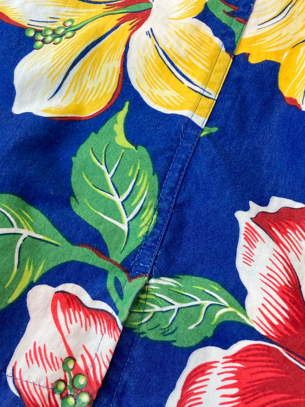 【中古品】【メンズ】 POLO RALPH LAUREN ポロ・ラルフローレン 90S HIBISCUS ALOHASHIRT ハイビスカス アロハシャツ 90年代 メンズ トップス 146-250417-em-13-min サイズ：XL カラー：ブルー 万代Net店