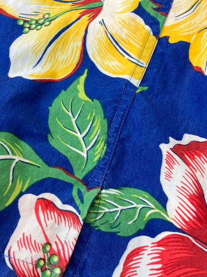 【中古品】【メンズ】 POLO RALPH LAUREN ポロ・ラルフローレン 90S HIBISCUS ALOHASHIRT ハイビスカス アロハシャツ 90年代 メンズ トップス 146-250417-em-13-min サイズ：XL カラー：ブルー 万代Net店