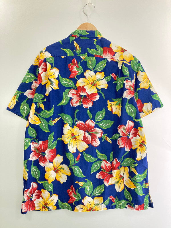 【中古品】【メンズ】 POLO RALPH LAUREN ポロ・ラルフローレン 90S HIBISCUS ALOHASHIRT ハイビスカス アロハシャツ 90年代 メンズ トップス 146-250417-em-13-min サイズ：XL カラー：ブルー 万代Net店