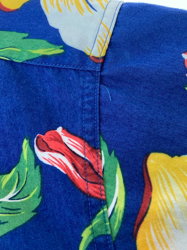 【中古品】【メンズ】 POLO RALPH LAUREN ポロ・ラルフローレン 90S HIBISCUS ALOHASHIRT ハイビスカス アロハシャツ 90年代 メンズ トップス 146-250417-em-13-min サイズ：XL カラー：ブルー 万代Net店