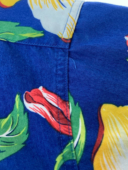 【中古品】【メンズ】 POLO RALPH LAUREN ポロ・ラルフローレン 90S HIBISCUS ALOHASHIRT ハイビスカス アロハシャツ 90年代 メンズ トップス 146-250417-em-13-min サイズ：XL カラー：ブルー 万代Net店