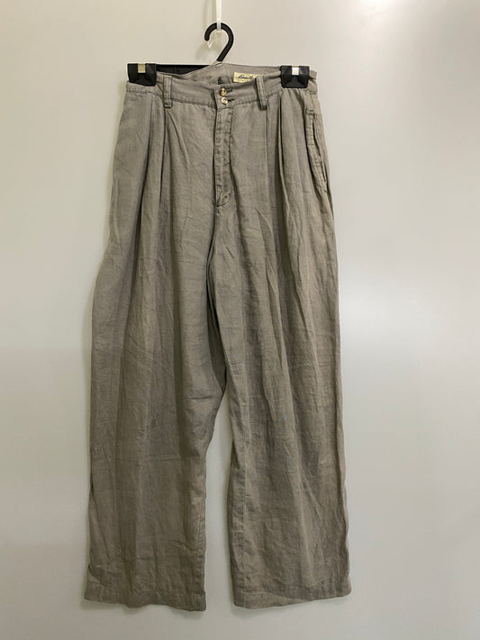 【中古品】【レディース】 EDDIE BAUER エディーバウアー 90S LINEN EASY PANT リネン イージー パンツ 90年代 ボトムス ヴィンテージ 155-260702-hu-46-min カラー：グレー/グリーン系 万代Net店