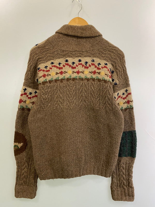 【中古品】【メンズ】 POLO COUNTRY ポロカントリー 90'S WOOL CARDIGAN ウールカーディガン 146-250419-ks-24-min サイズ：M カラー：ブラウン系 万代Net店