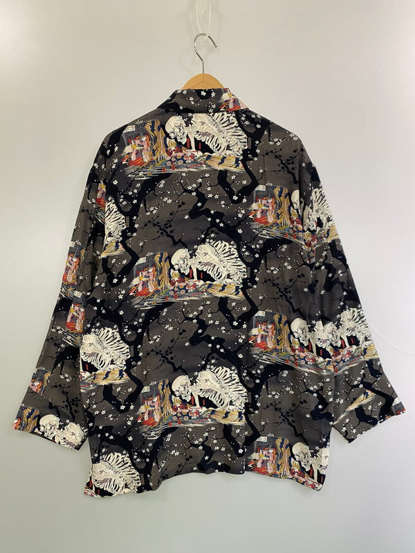 【中古品】【メンズ】 BLACK SIGN ブラックサイン THREE QUARTER SLEEVE NIGHT HAWAIIAN SHIRT 歌川国芳 ハワイアンシャツ 145-250419-ks-26-min サイズ：42 万代Net店