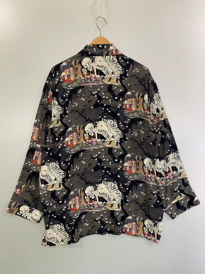 【中古品】【メンズ】 BLACK SIGN ブラックサイン THREE QUARTER SLEEVE NIGHT HAWAIIAN SHIRT 歌川国芳 ハワイアンシャツ 145-250419-ks-26-min サイズ：42 万代Net店