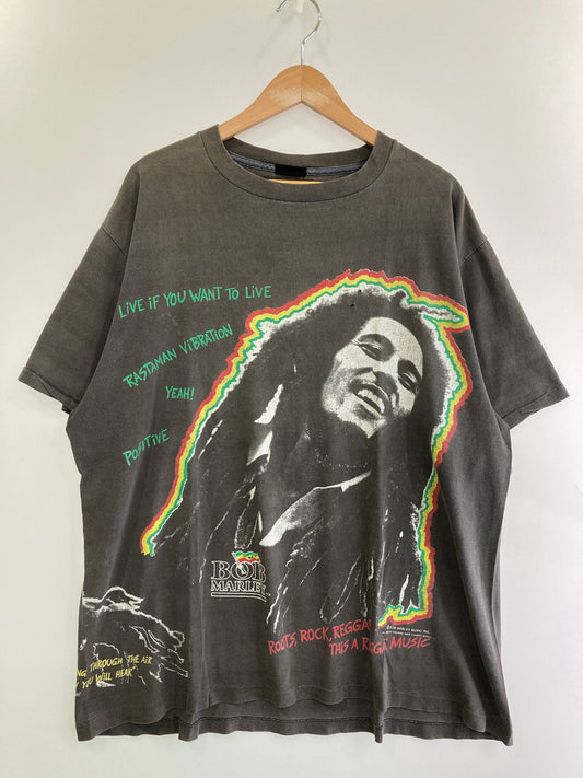 【中古品】【メンズ】 CHANGES 90's BOB MARLEY BIG PRINT TEE チェンジズ プリントTシャツ 半袖Tシャツ トップス 146-250422-yn-24-min サイズ：XL カラー：ダークグレー 万代Net店