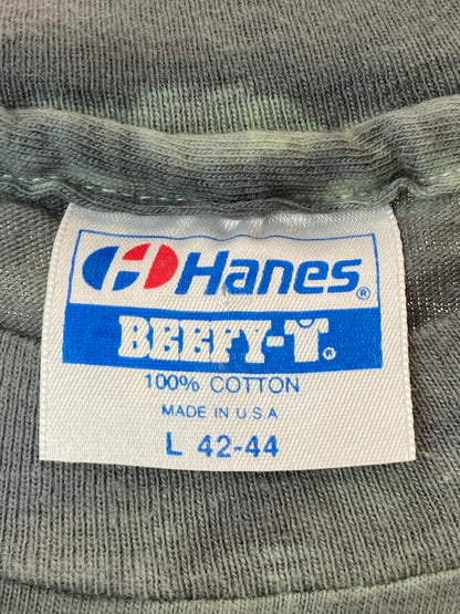 【中古品】【メンズ】 HANES c1988 DOORS JIM MORRISON BIG PRINT TEE ヘインズ プリントTシャツ 半袖Tシャツ トップス 146-250422-yn-28-min サイズ：L カラー：イエロー/グレー 万代Net店