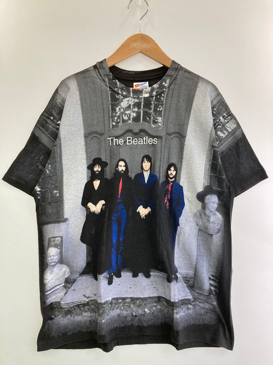 【中古品】【メンズ】 HANES 90's THE BEATLES HEY JUDE ALLOVER PRINT TEE ヘインズ 半袖Tシャツ トップス 146-250422-yn-25-min サイズ：XL カラー：ブラック 万代Net店