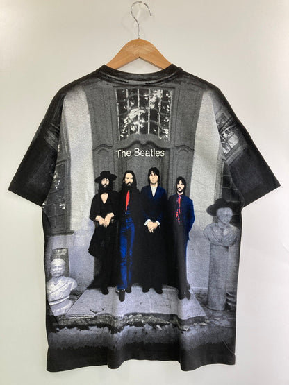 【中古品】【メンズ】 HANES 90's THE BEATLES HEY JUDE ALLOVER PRINT TEE ヘインズ 半袖Tシャツ トップス 146-250422-yn-25-min サイズ：XL カラー：ブラック 万代Net店