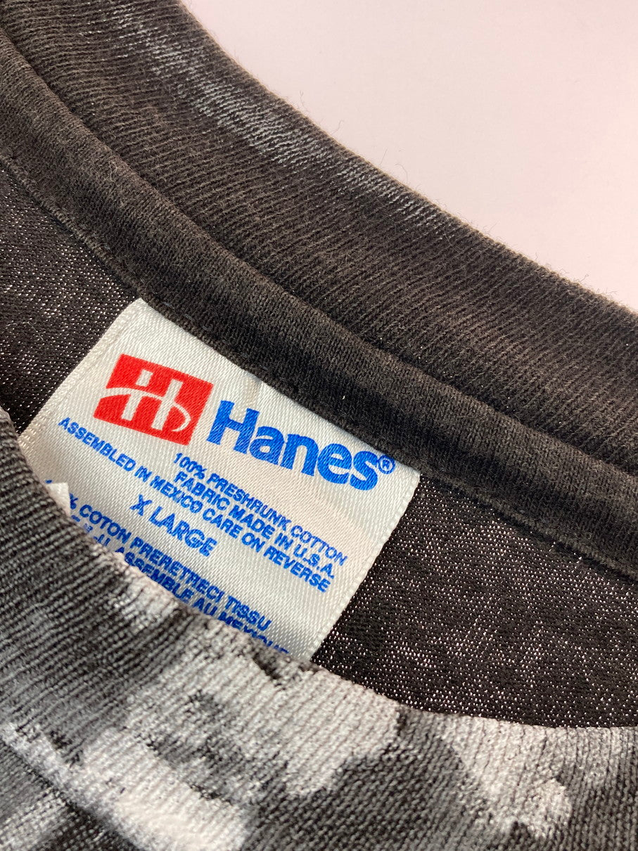 【中古品】【メンズ】 HANES 90's THE BEATLES HEY JUDE ALLOVER PRINT TEE ヘインズ 半袖Tシャツ トップス 146-250422-yn-25-min サイズ：XL カラー：ブラック 万代Net店