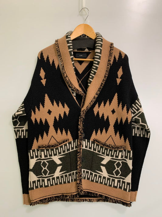 【中古品】【メンズ】 ALANUI アラヌイ NATIVE ARROW JAC CARDIGAN カーディガン 141-250422-AS-4-min サイズ：M カラー：ブラック/ブラウン/グリーン 万代Net店