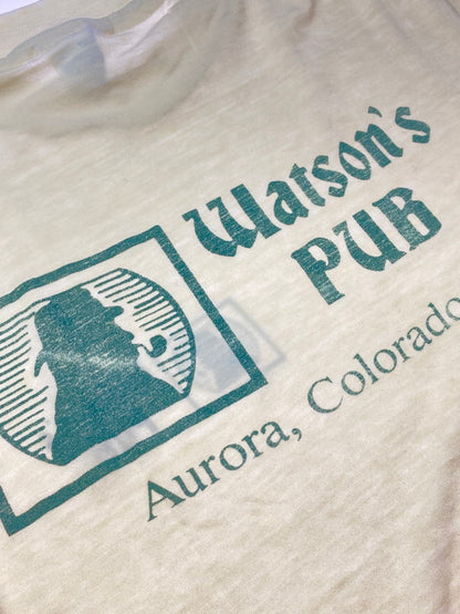 【現状渡し品】【メンズ】 HANES ヘインズ 80'S "WATSON'S PUB" PRINT TEE ショートスリーブ 146-250428-AS-17-min サイズ：M カラー：グリーン系 万代Net店