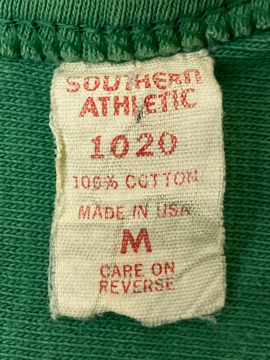 【現状渡し品】【メンズ】 SOUTHERN ATHLETIC サウザンアスレチック 60'S "NORTRE DAME" FOOTBALL TEE ショートスリーブ 146-250422-AS-35-min サイズ：M カラー：グリーン 万代Net店