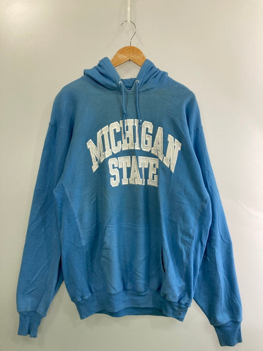 【現状渡し品】【メンズ】 STEVE AND BARRY スティーブアンドバリーズ MICHIGAN COLLEGE HOODIE フーディ トップス 146-250710-ks-109-min サイズ：XL カラー：ライトブルー 万代Net店