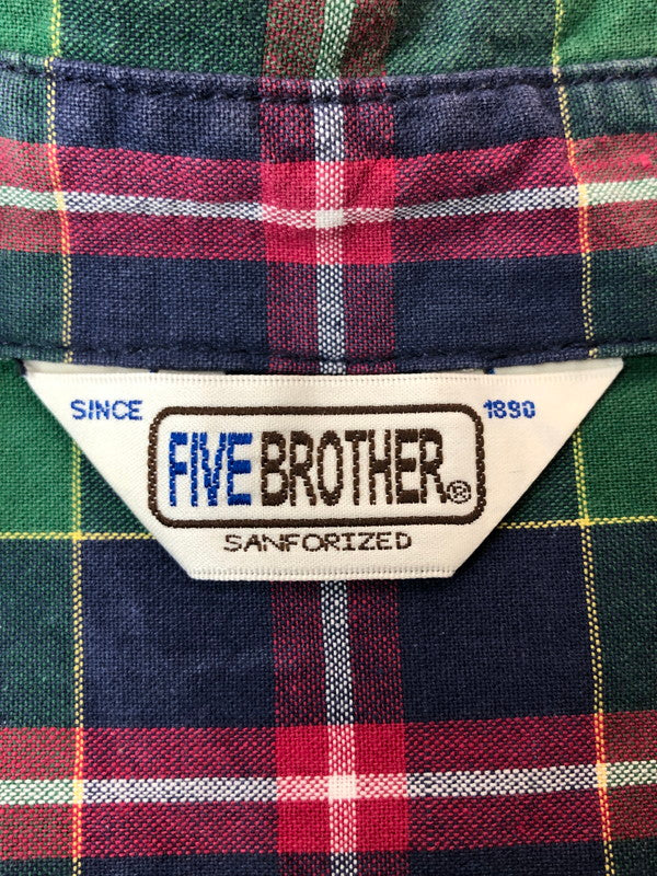 【中古品】【メンズ】 FIVE BROTHER ファイブブラザー 80S CHECK SHIRT チェックシャツ トップス 146-260423-zi-27-min サイズ：S カラー：グリーン/パープル 万代Net店