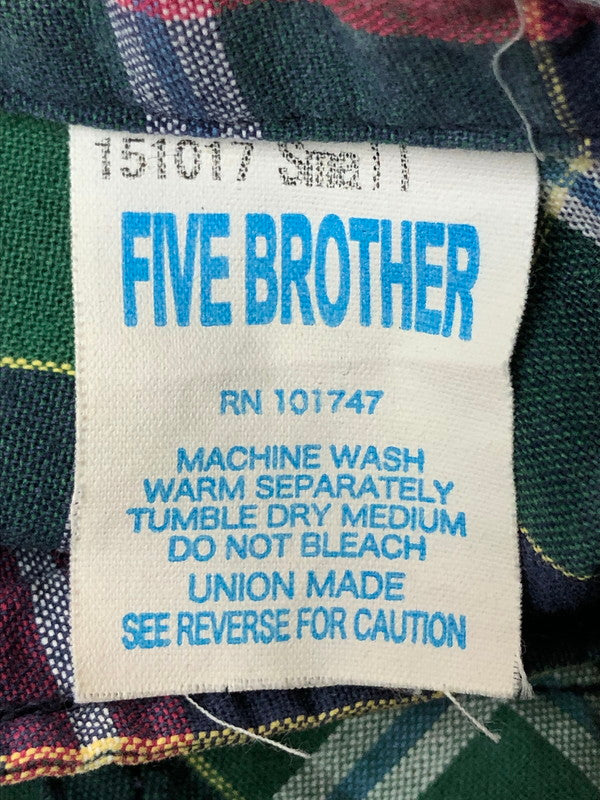 【中古品】【メンズ】 FIVE BROTHER ファイブブラザー 80S CHECK SHIRT チェックシャツ トップス 146-260423-zi-27-min サイズ：S カラー：グリーン/パープル 万代Net店