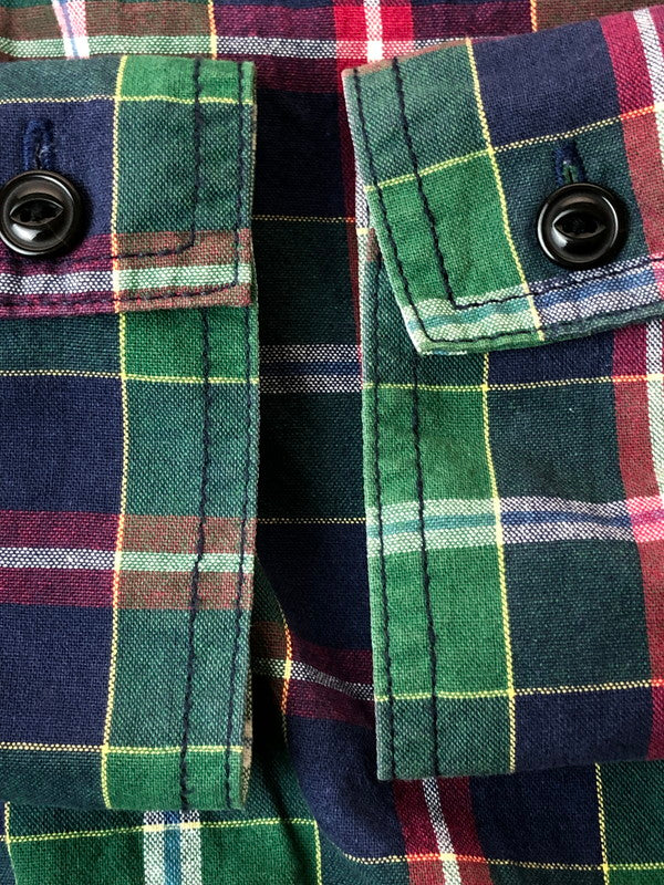 【中古品】【メンズ】 FIVE BROTHER ファイブブラザー 80S CHECK SHIRT チェックシャツ トップス 146-260423-zi-27-min サイズ：S カラー：グリーン/パープル 万代Net店