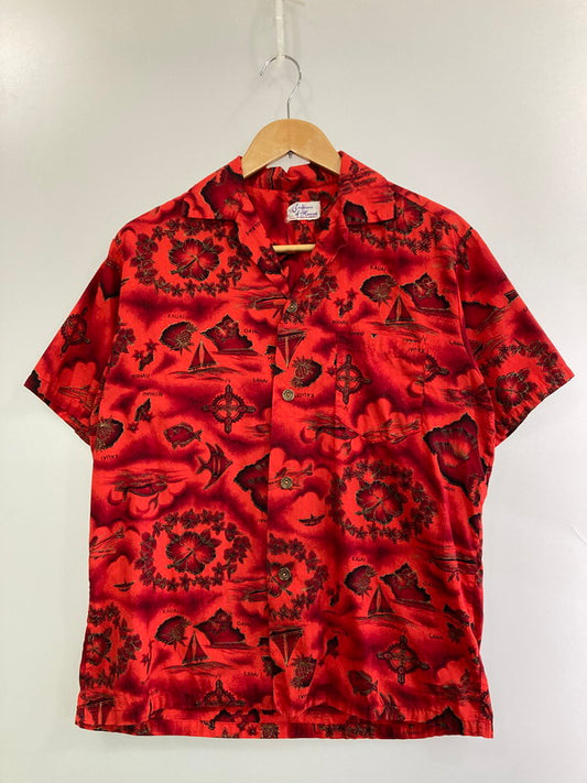 【中古品】【メンズ】 FASHIONS OF HAWAII 60'S ALOHA SHIRT 古銭ボタン アロハシャツ トップス 146-250710-ks-104-min カラー：レッド系 万代Net店