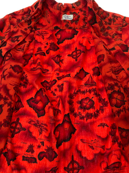【中古品】【メンズ】 FASHIONS OF HAWAII 60'S ALOHA SHIRT 古銭ボタン アロハシャツ トップス 146-250710-ks-104-min カラー：レッド系 万代Net店