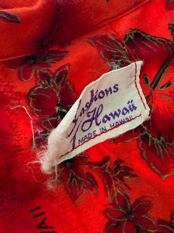【中古品】【メンズ】 FASHIONS OF HAWAII 60'S ALOHA SHIRT 古銭ボタン アロハシャツ トップス 146-250710-ks-104-min カラー：レッド系 万代Net店