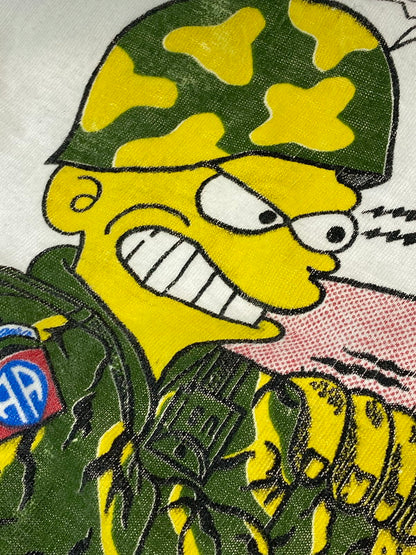 【中古品】【メンズ】 USED ユーズド 90S BOOTLEG SIMPSONS SADDAM HUSSE GULH|FWAR TEE Tシャツ トップス 146-250427-ks-40-min サイズ：L カラー：ホワイト 万代Net店