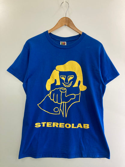 【中古品】【メンズ】 FRUIT OF THE LOOM フルーツ オブ ザ ルーム 00'S STEREOLAB PRINT TEE プリント Tシャツ トップス 146-250427-ks-43-min サイズ：M カラー：ブルー 万代Net店