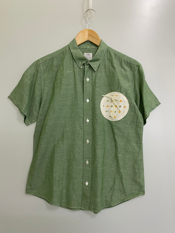 【中古品】【メンズ】 VISVIM ビズビム COTTON LINEN S/S SHIRT 0113305011005 コットン リネン ショートスリーブシャツ 半袖シャツ トップス 140-250501-yn-07-min サイズ：2 カラー：ライトグリーン 万代Net店