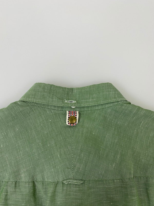 【中古品】【メンズ】 VISVIM ビズビム COTTON LINEN S/S SHIRT 0113305011005 コットン リネン ショートスリーブシャツ 半袖シャツ トップス 140-250501-yn-07-min サイズ：2 カラー：ライトグリーン 万代Net店