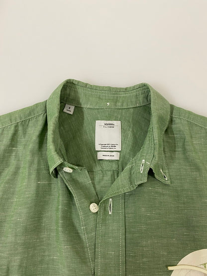 【中古品】【メンズ】 VISVIM ビズビム COTTON LINEN S/S SHIRT 0113305011005 コットン リネン ショートスリーブシャツ 半袖シャツ トップス 140-250501-yn-07-min サイズ：2 カラー：ライトグリーン 万代Net店