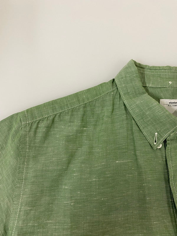 【中古品】【メンズ】 VISVIM ビズビム COTTON LINEN S/S SHIRT 0113305011005 コットン リネン ショートスリーブシャツ 半袖シャツ トップス 140-250501-yn-07-min サイズ：2 カラー：ライトグリーン 万代Net店