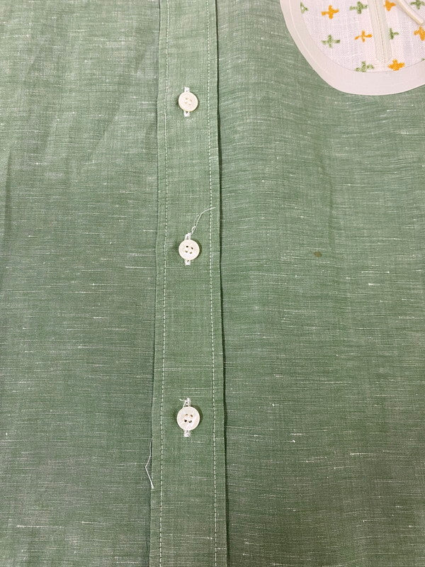 【中古品】【メンズ】 VISVIM ビズビム COTTON LINEN S/S SHIRT 0113305011005 コットン リネン ショートスリーブシャツ 半袖シャツ トップス 140-250501-yn-07-min サイズ：2 カラー：ライトグリーン 万代Net店