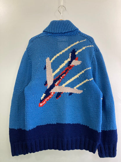 【現状渡し品】【メンズ】 VINTAGE ヴィンテージ 50-60S 飛行機柄カウチンニット 146-250427-ks-37-min サイズ：不明 カラー：ブルー 万代Net店