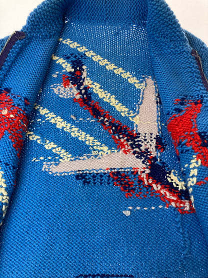 【現状渡し品】【メンズ】 VINTAGE ヴィンテージ 50-60S 飛行機柄カウチンニット 146-250427-ks-37-min サイズ：不明 カラー：ブルー 万代Net店