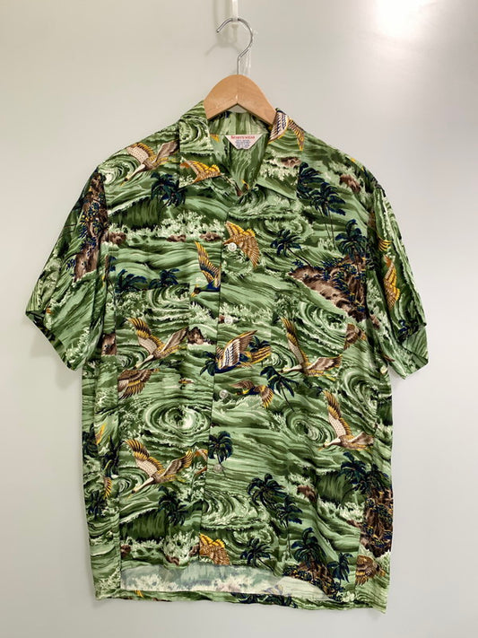 【中古品】【メンズ】 SPORTSWEAR スポーツウェア 60S RAYON SHIRT レーヨンシャツ トップス 146-250427-ks-03-min サイズ：M カラー：グリーン系 万代Net店