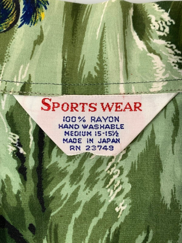 【中古品】【メンズ】 SPORTSWEAR スポーツウェア 60S RAYON SHIRT レーヨンシャツ トップス 146-250427-ks-03-min サイズ：M カラー：グリーン系 万代Net店