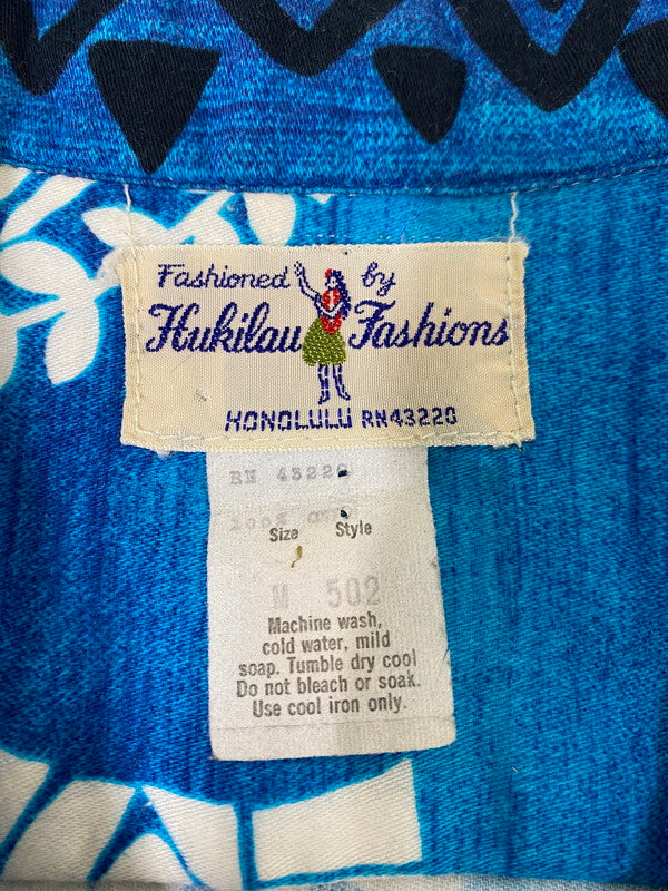 【中古品】【メンズ】 HUKILAU FASHIONS 70's ALOHA SHIRT アロハシャツ 半袖シャツ トップス 146-250501-yn-04-min サイズ：M カラー：ブルー系 万代Net店