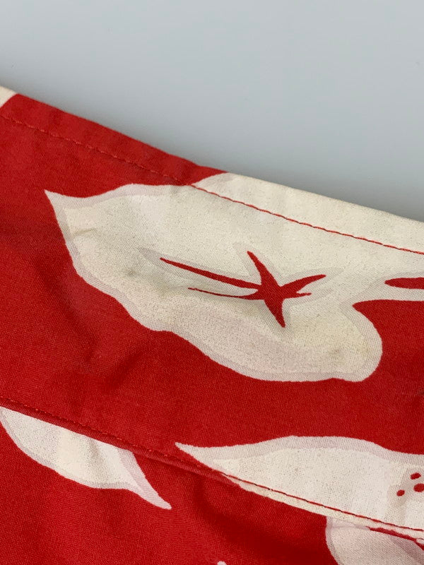 【中古品】【メンズ】 HONOLULU HARBOR ホノルルハーバー 80-90'S ALOHA SHIRT アロハシャツ 半袖シャツ ショートスリーブ 146-260416-AS-26-min サイズ：L カラー：レッド/ホワイト 万代Net店