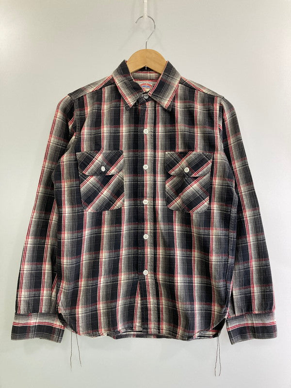 【中古品】【メンズ】 JOE McCOY ジョーマッコイ LOT.911 8HOUR UNION WORK FLANNEL SHIRT フランネルシャツ ロングスリーブ 145-250428-AS-9-min サイズ：14 カラー：グレー/レッド系 万代Net店
