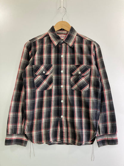 【中古品】【メンズ】 JOE McCOY ジョーマッコイ LOT.911 8HOUR UNION WORK FLANNEL SHIRT フランネルシャツ ロングスリーブ 145-250428-AS-9-min サイズ：14 カラー：グレー/レッド系 万代Net店