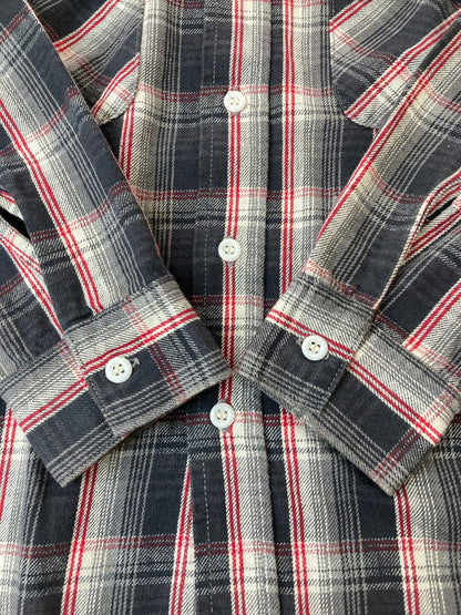 【中古品】【メンズ】 JOE McCOY ジョーマッコイ LOT.911 8HOUR UNION WORK FLANNEL SHIRT フランネルシャツ ロングスリーブ 145-250428-AS-9-min サイズ：14 カラー：グレー/レッド系 万代Net店