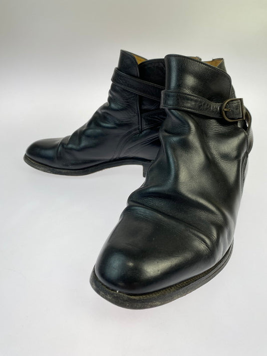 【現状渡し品】【レディース】 Burberrys バーバリーズ ジョッパーブーツ ストラップ レザーブーツ 靴 シューズ 167-250519-AS-18-min サイズ：4 1/2 カラー：ブラック 万代Net店