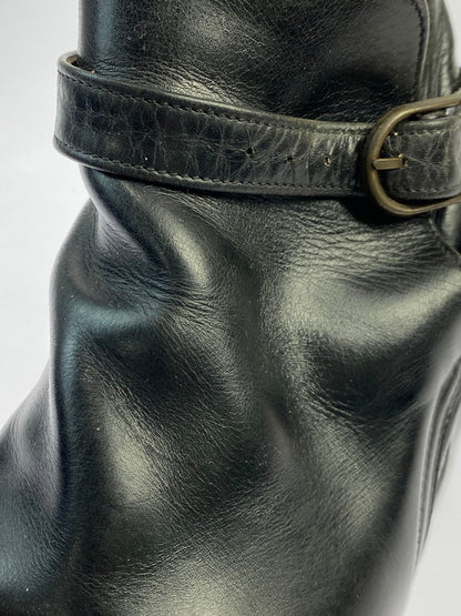 【現状渡し品】【レディース】 Burberrys バーバリーズ ジョッパーブーツ ストラップ レザーブーツ 靴 シューズ 167-250519-AS-18-min サイズ：4 1/2 カラー：ブラック 万代Net店