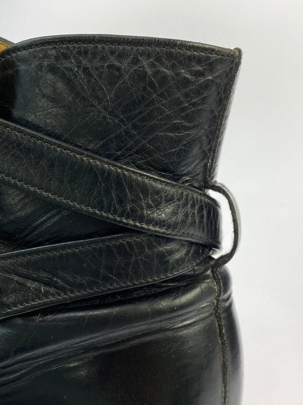 【現状渡し品】【レディース】 Burberrys バーバリーズ ジョッパーブーツ ストラップ レザーブーツ 靴 シューズ 167-250519-AS-18-min サイズ：4 1/2 カラー：ブラック 万代Net店