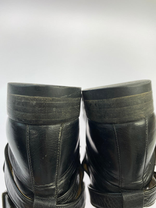 【現状渡し品】【レディース】 Burberrys バーバリーズ ジョッパーブーツ ストラップ レザーブーツ 靴 シューズ 167-250519-AS-18-min サイズ：4 1/2 カラー：ブラック 万代Net店