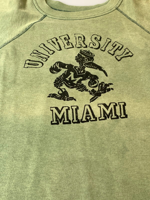 【現状渡し品】【メンズ】 VINTAGE 60S ”UNIVERSITY MIAMI" RAGLAN SWEATSHIRT スウェット ショートスリーブ 146-250428-AS-71-min カラー：グリーン 万代Net店