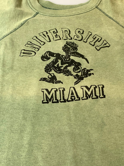 【現状渡し品】【メンズ】 VINTAGE 60S ”UNIVERSITY MIAMI" RAGLAN SWEATSHIRT スウェット ショートスリーブ 146-250428-AS-71-min カラー：グリーン 万代Net店