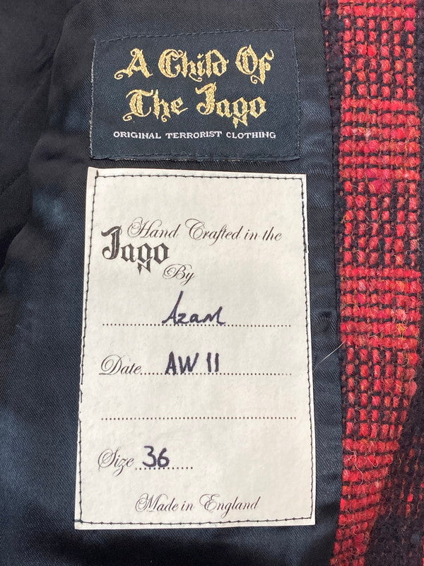【中古品】【メンズ】 A CHILD OF THE JAGO イギリス製 WOOL CHECK JACKET ウールチェックジャケット 146-250503-ks-45-min サイズ：36 カラー：レッド/ブラック 万代Net店