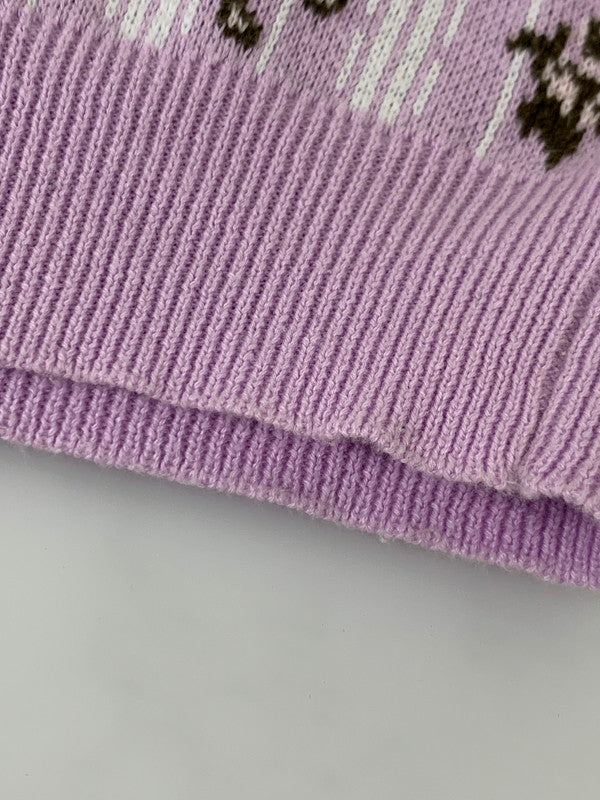 【中古品】【メンズ】 TTT_MSW ティーモダンストリートウェア FLOWER JACQUARD KNIT VEST TTT-2022SS-KT01 フラワー ジャガード ニット ベスト トップス 140-250627-jt-18-min サイズ：L カラー：パープル 万代Net店