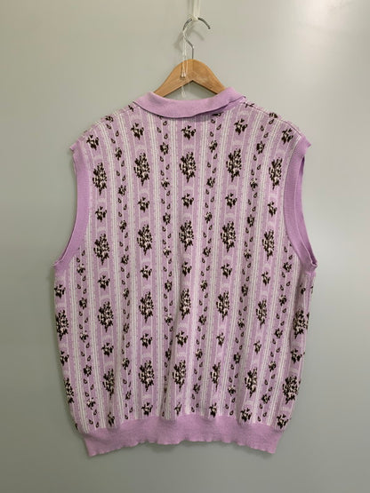 【中古品】【メンズ】 TTT_MSW ティーモダンストリートウェア FLOWER JACQUARD KNIT VEST TTT-2022SS-KT01 フラワー ジャガード ニット ベスト トップス 140-250627-jt-18-min サイズ：L カラー：パープル 万代Net店